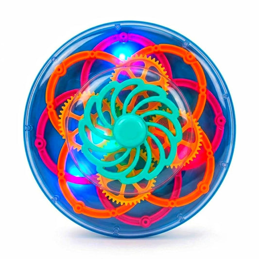 Round spinning light and musical toy