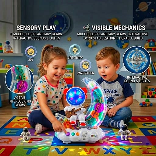Moon and astronaut musical, light toy